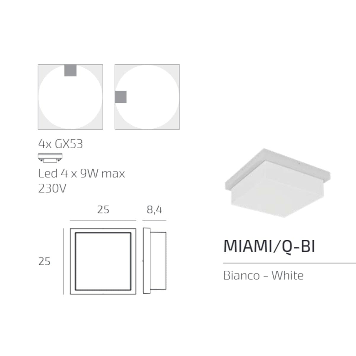 Plafoniera moderno Top Light MIAMI Q BI GX53 LED IP54 alluminio policarbonato - 5