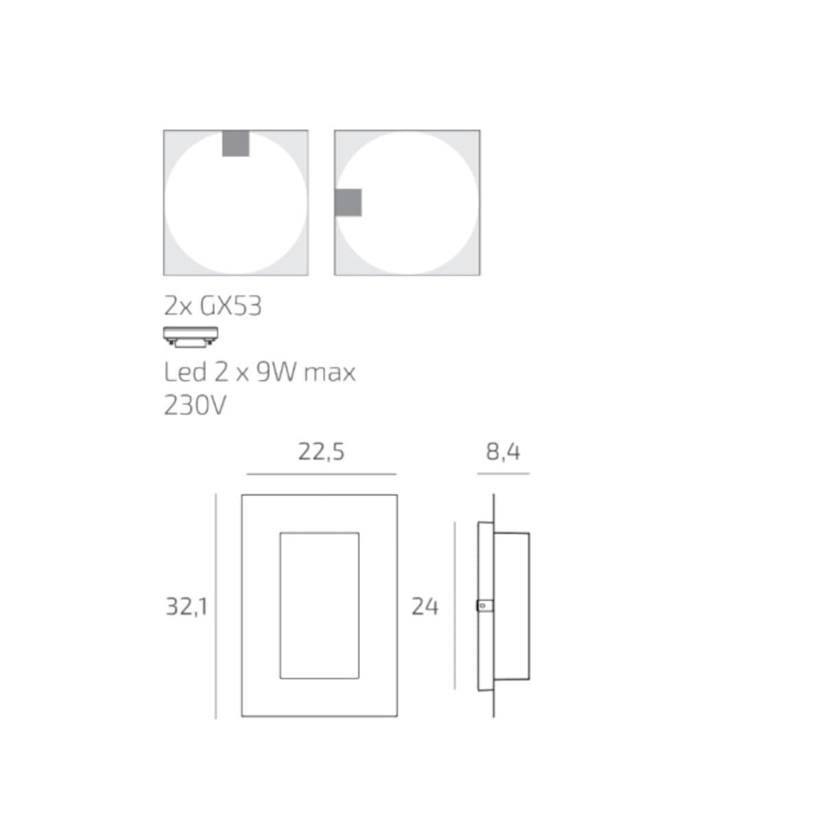 Plafoniera moderno Top Light MIAMI PLUS R GX53 LED IP54 alluminio policarbonato - 10