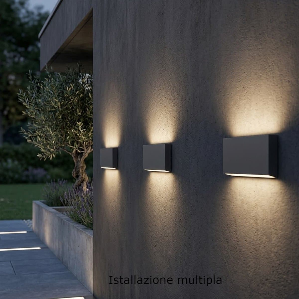 Applique LED Top Light MADRID 18 IP65 CCT biemissione alluminio vetro - 3