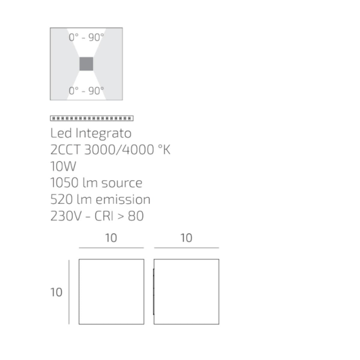 Applique LED Top Light PERTH AP IP65 CCT biemissione alluminio - 11