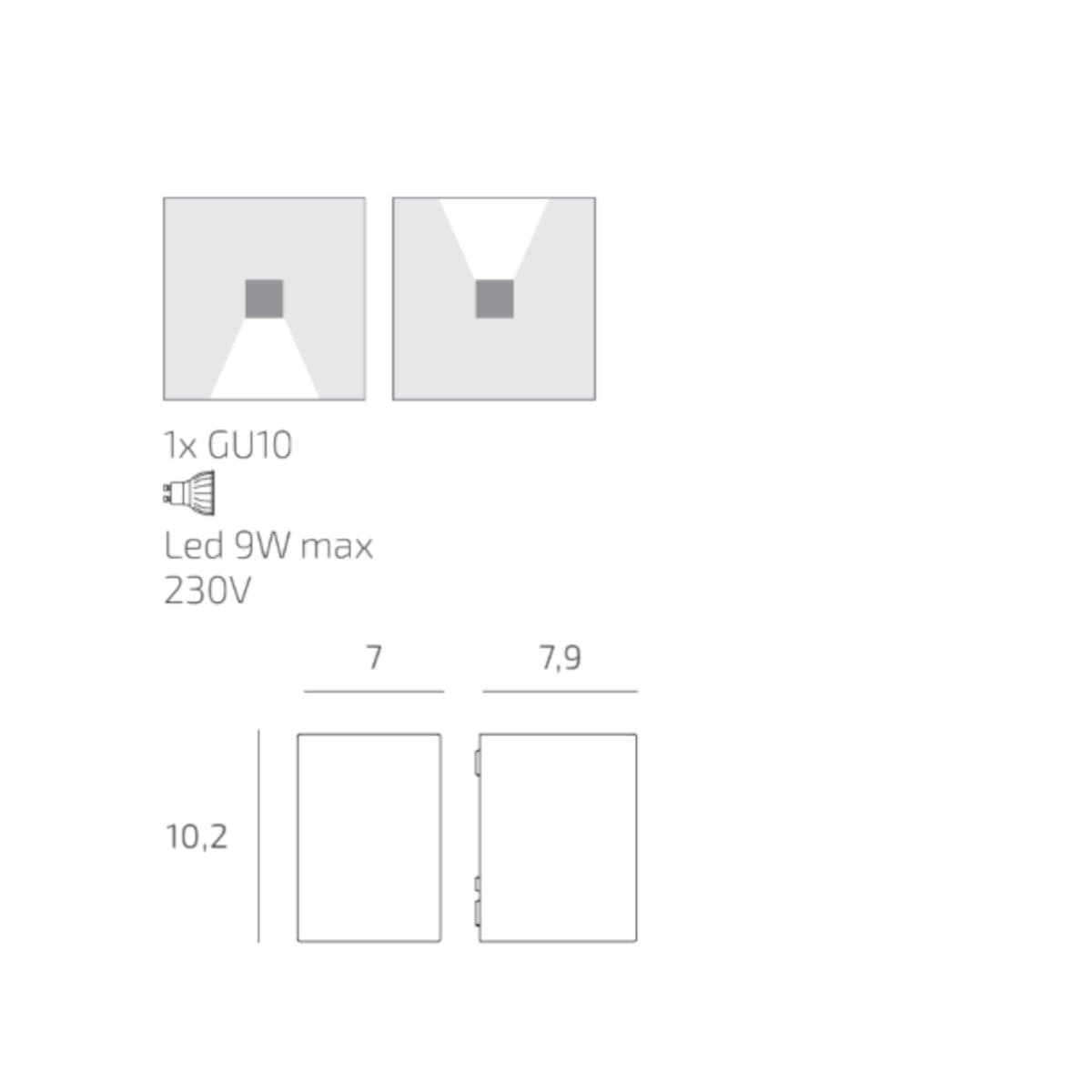 Applique moderno Top Light ATENE AP GU10 LED IP65 monoemissione alluminio - 9