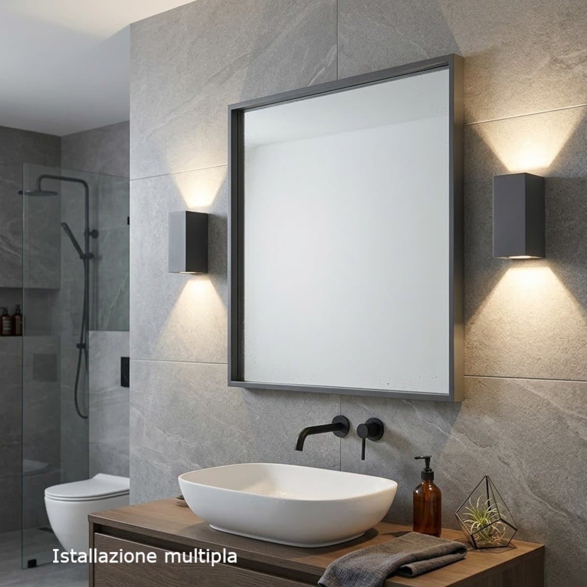 Applique moderno Top Light ATENE AG GU10 LED IP65 Biemissione alluminio - 3
