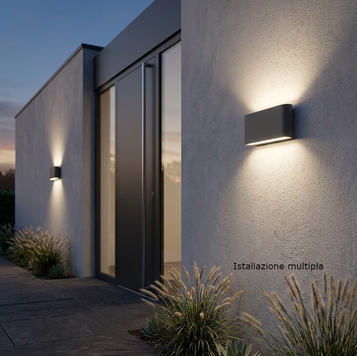 Applique LED Top Light LIMA 18 IP54 CCT biemissione alluminio vetro - 3