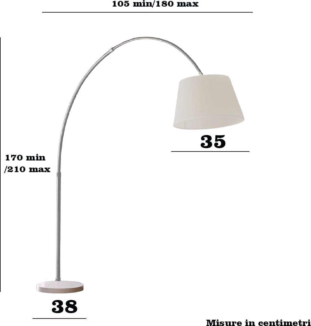Piantana arco Illuminando BOING P NK E27 LED telescopica base marmo bianca paralume - 6