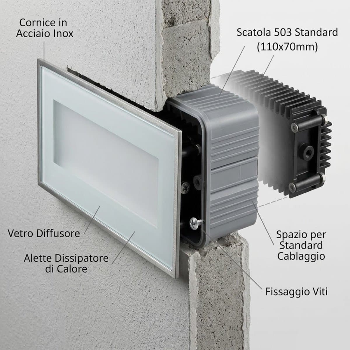 Segnapasso incasso Lampadari Bartalini PETS GLASS 506 CCT LED IP65 metallo vetro - 2