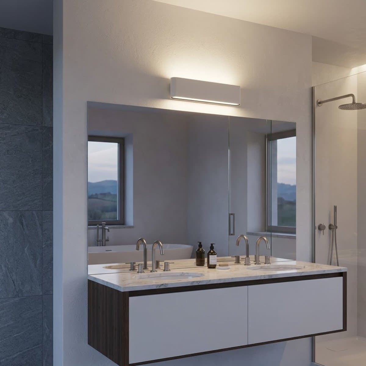 Applique LED Top Light LIMA 28 IP54 CCT biemissione alluminio vetro - 3