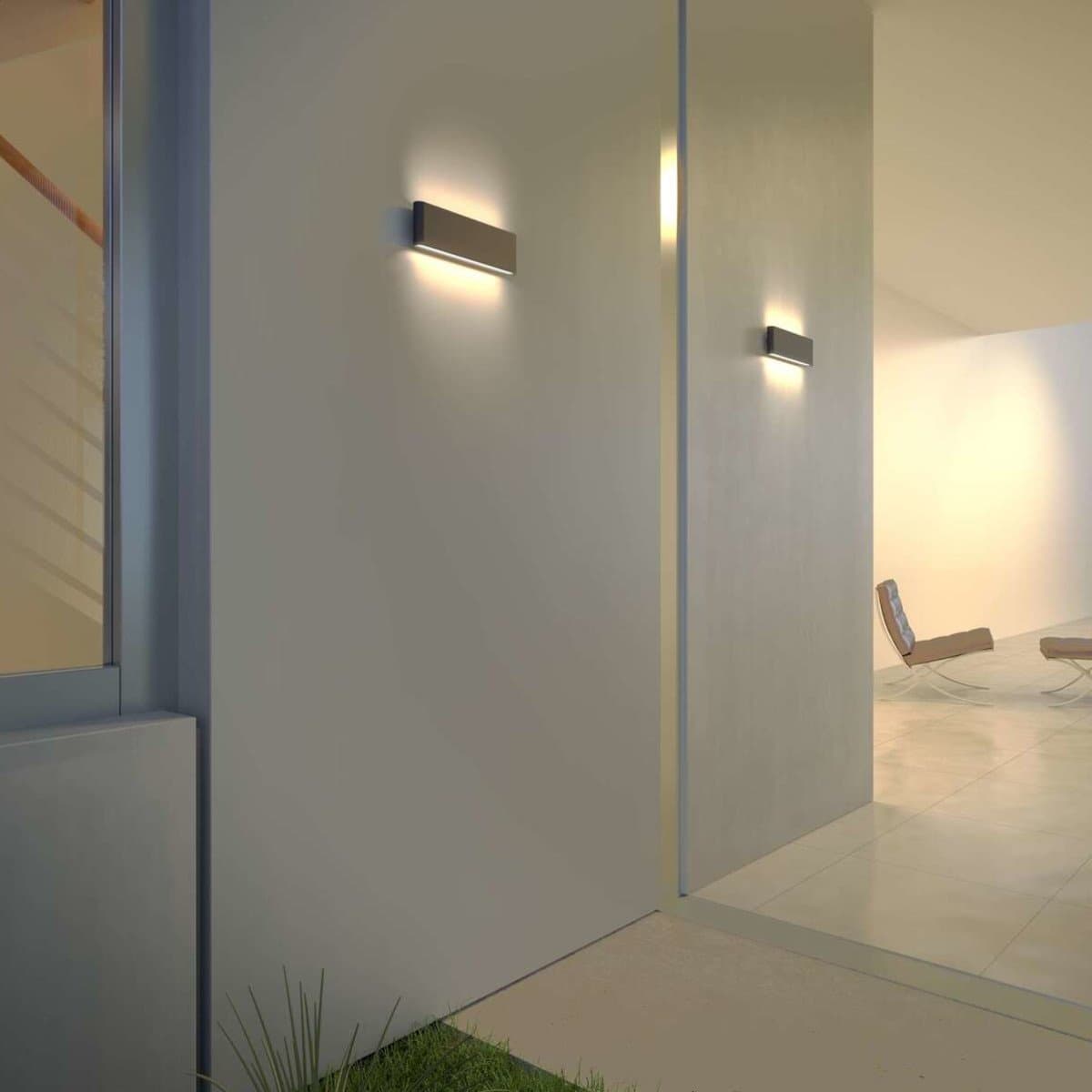 Applique LED Top Light LIMA 28 IP54 CCT biemissione alluminio vetro - 7