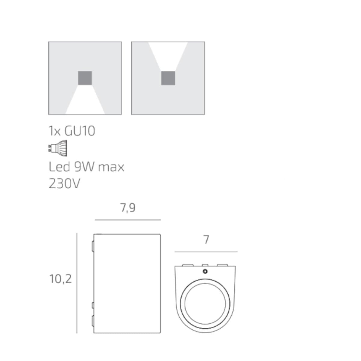 Applique monoemissione Top Light LIONE AP GU10 LED IP65 alluminio vetro - 14