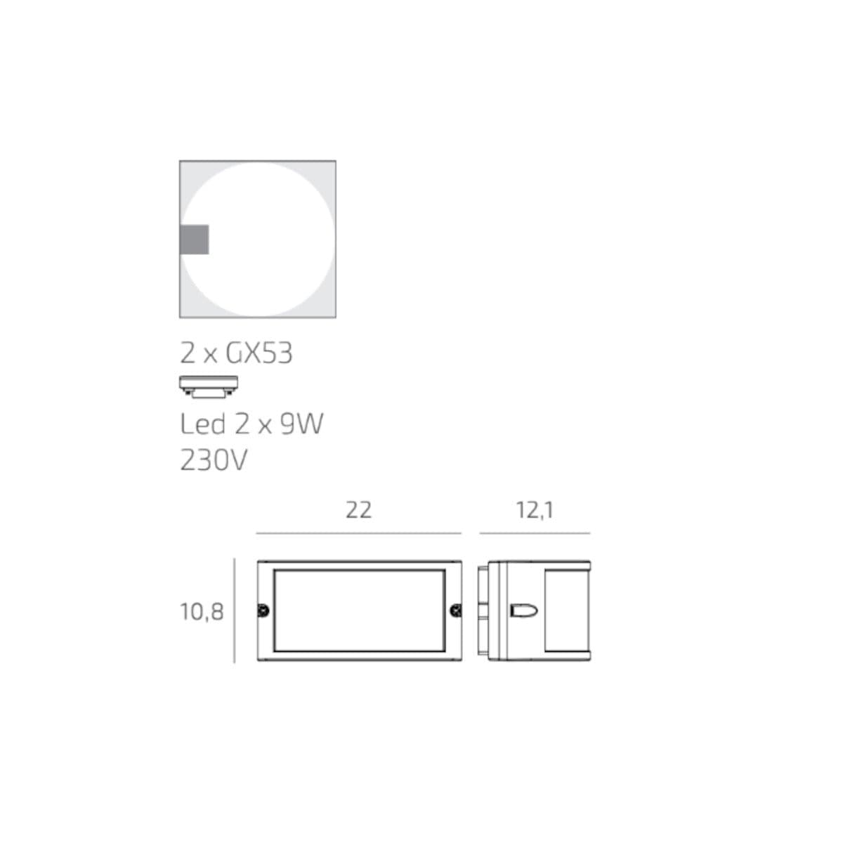 Applique moderno Top Light CAIRO GX53 LED IP54 alluminio policarbonato - 8
