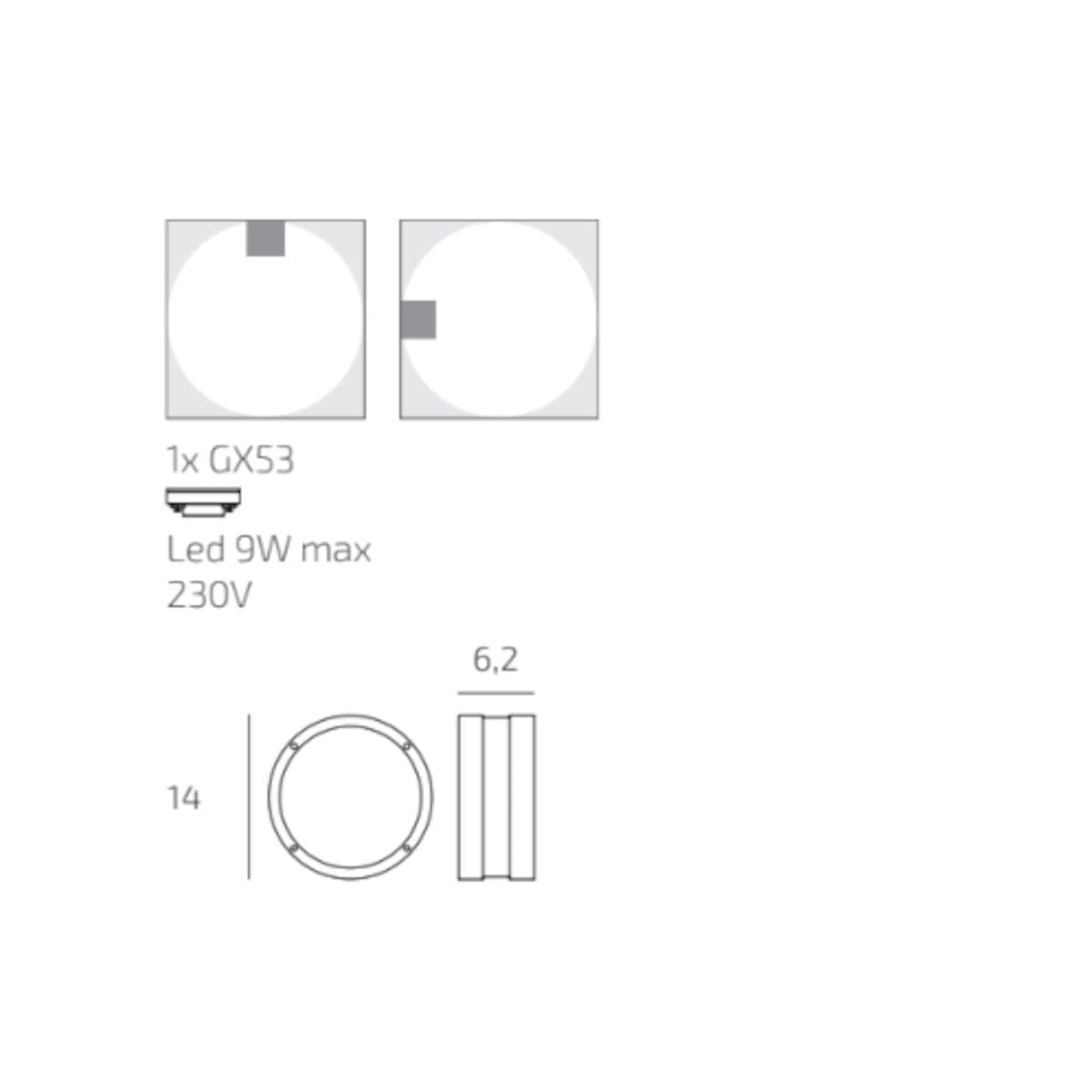 Plafoniera moderna Top Light SOHO 14 GX53 LED IP54 alluminio policarbonato - 7