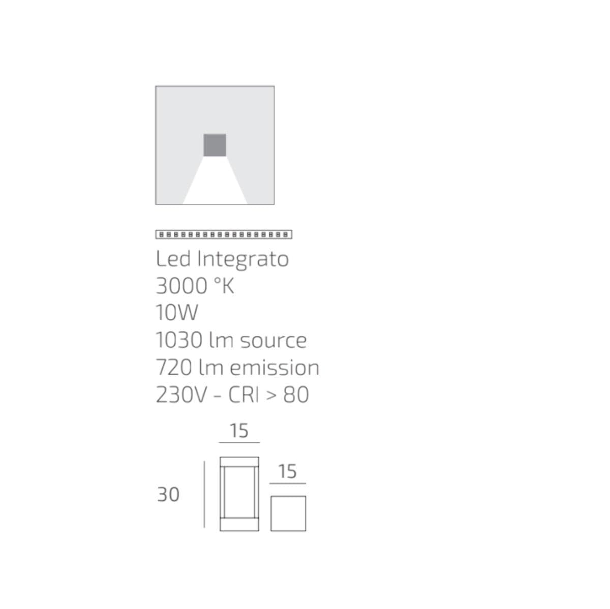 Paletto moderno Top Light MONACO PA30 GA LED 3000 IP54 alluminio - 6