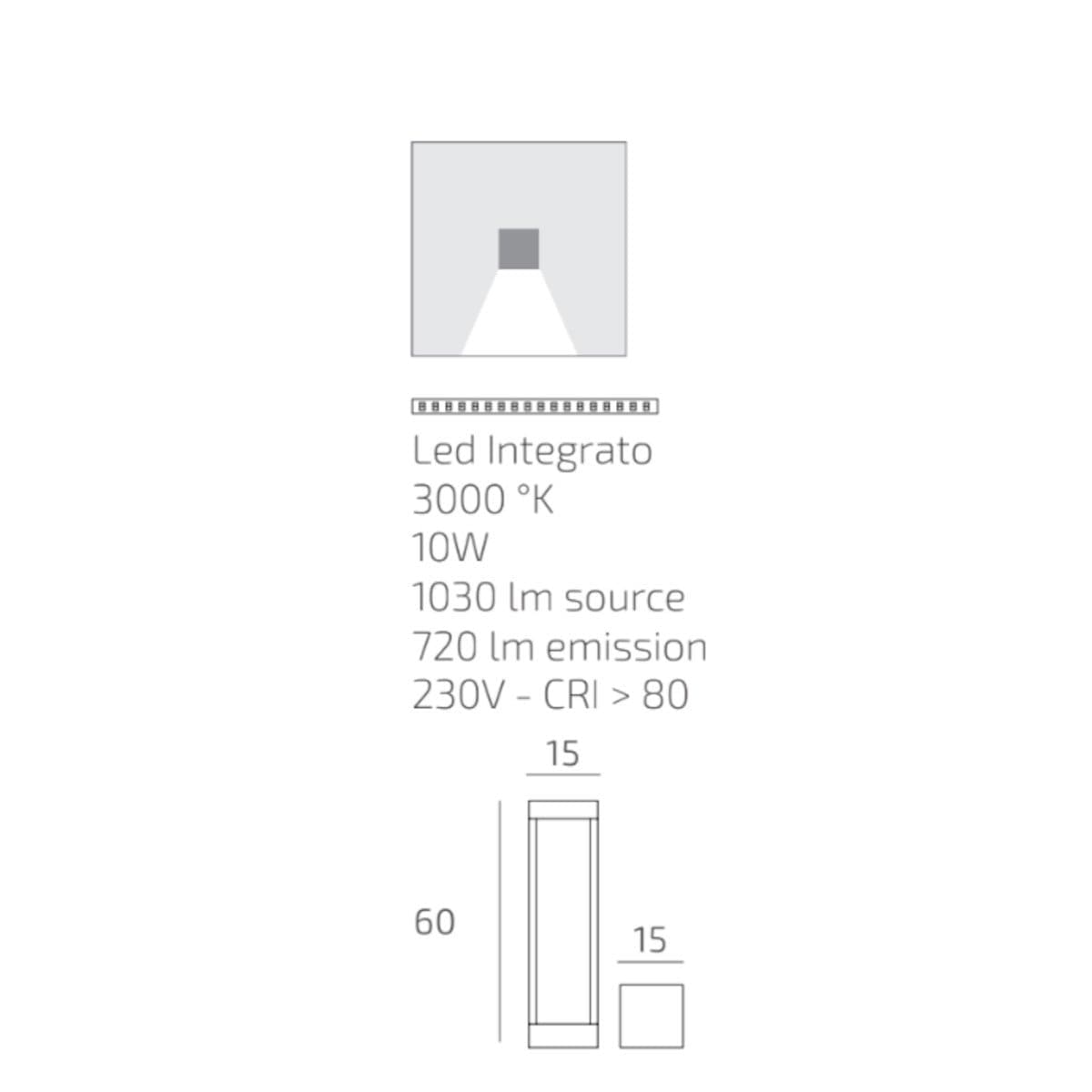Paletto moderno Top Light MONACO PA60 GA LED 3000 IP54 alluminio - 5