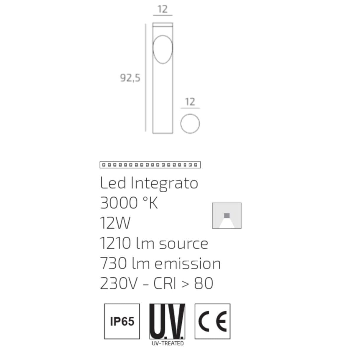 Lampioncino moderno Top Light BELIZE LED 3000 IP65 alluminio - 7