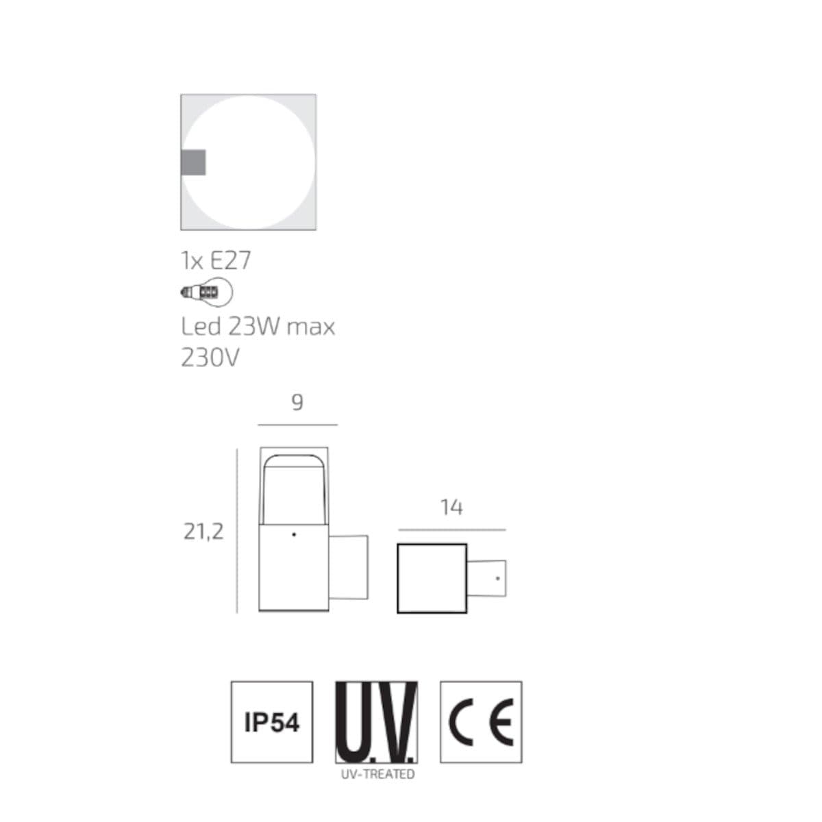 Applique classico Top Light YORK AP CO E27 LED IP54 alluminio policarbonato - 4