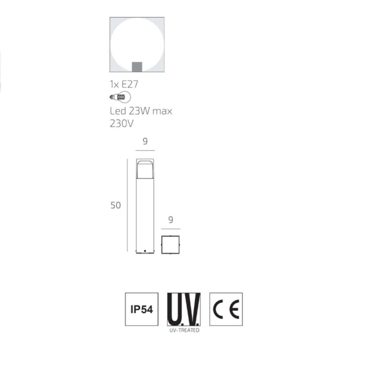 Lampioncino moderno Top Light YORK GA E27 LED IP54  alluminio policarbonato - 7