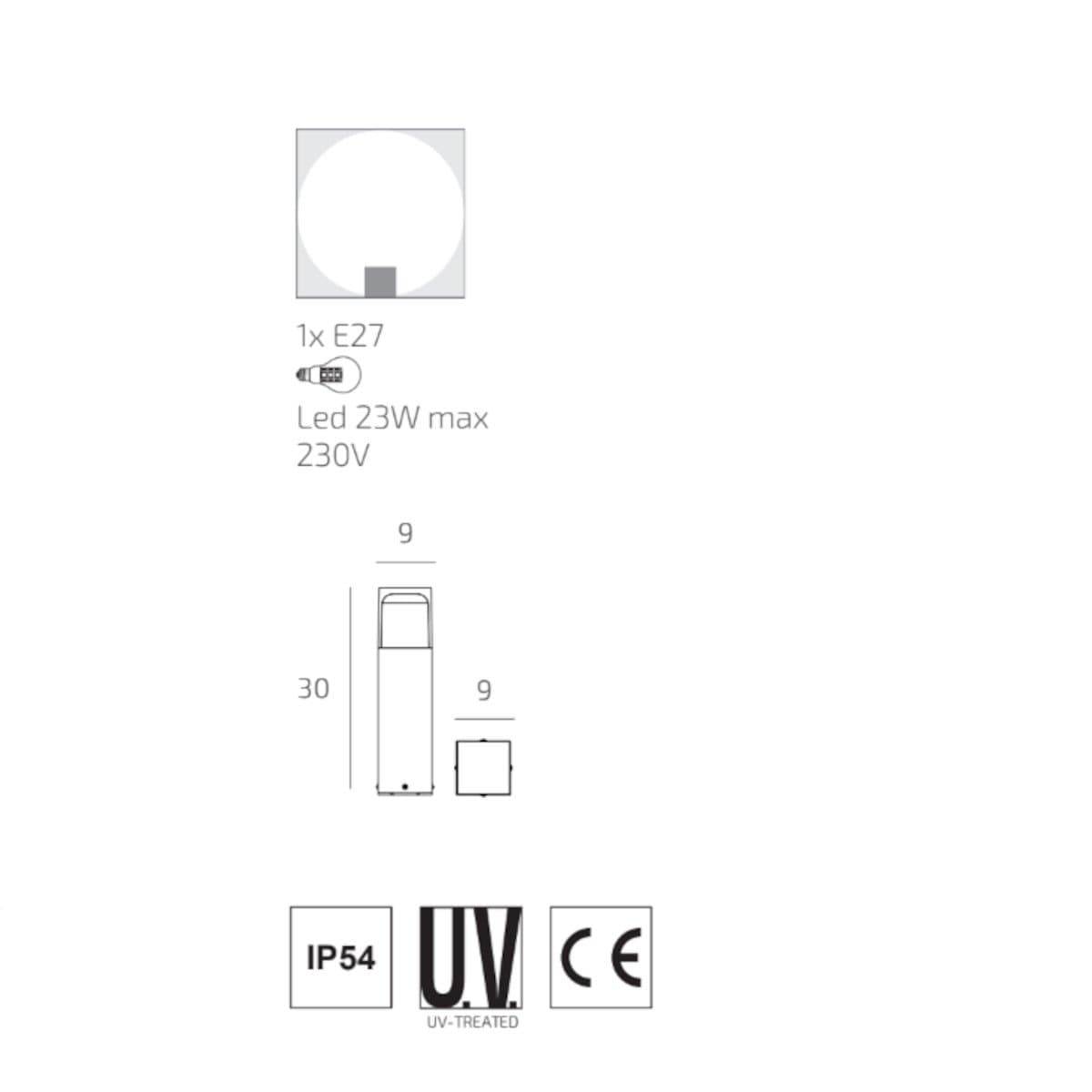 Lampioncino classico Top Light YORK CO E27 LED IP54  alluminio policarbonato - 18