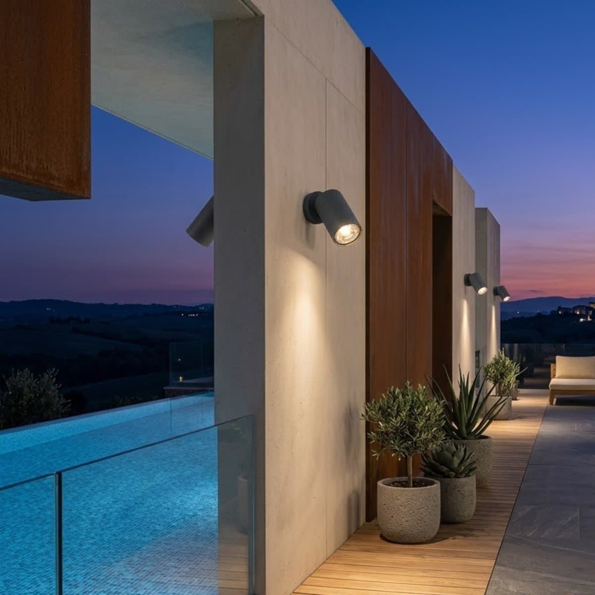 Applique moderno Top Light OSLO 1 GA GU10 LED IP65 orientabile alluminio vetro - 2