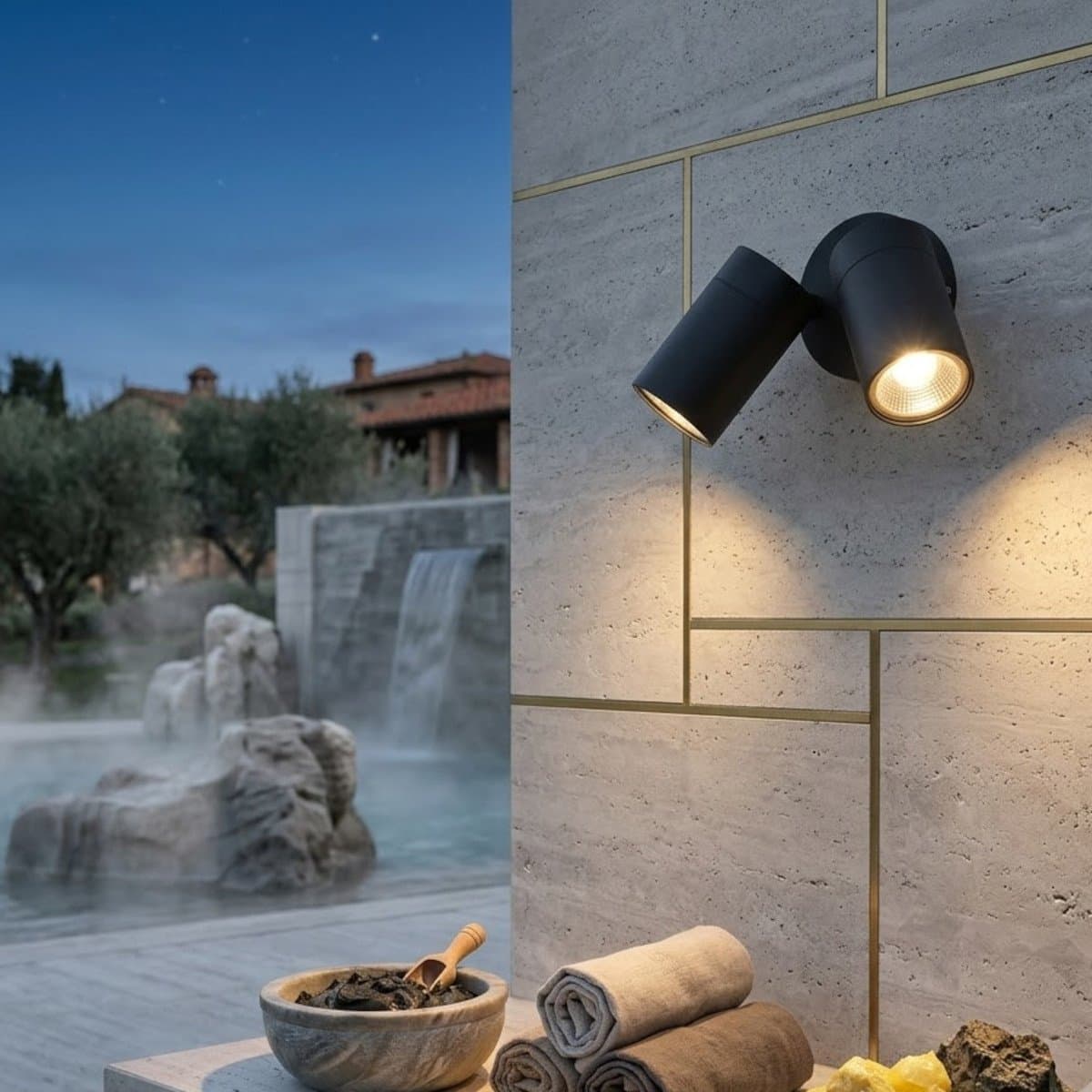Applique moderno Top Light OSLO 2 GA GU10 LED IP65 orientabile alluminio vetro - 2