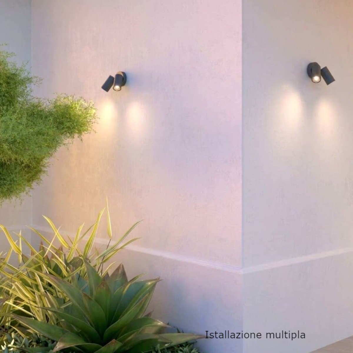 Applique moderno Top Light OSLO 2 GA GU10 LED IP65 orientabile alluminio vetro - 4