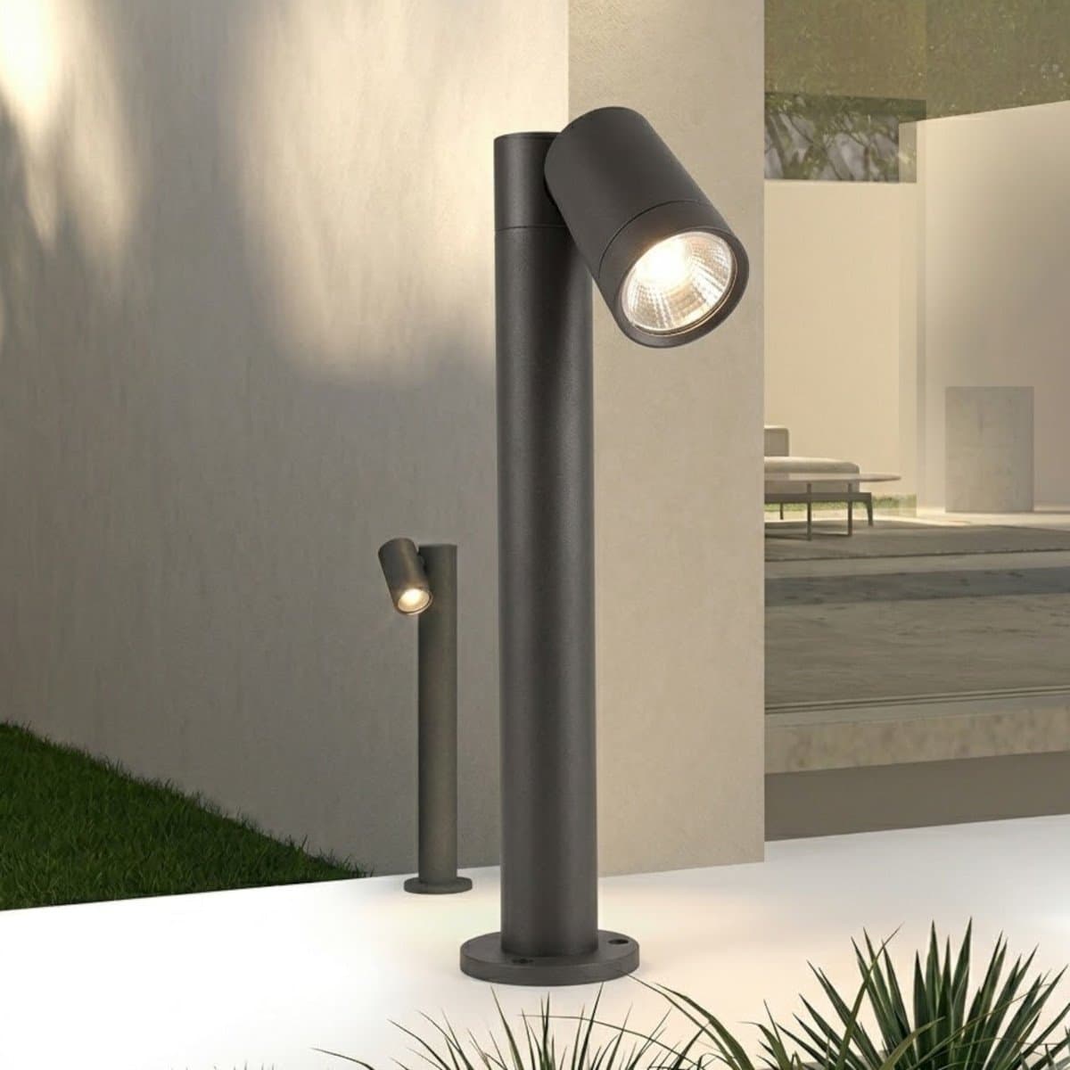 Lampioncino moderno Top Light OSLO PA50 PA80 1 GA GU10 LED IP65 orientabile alluminio vetro - 3