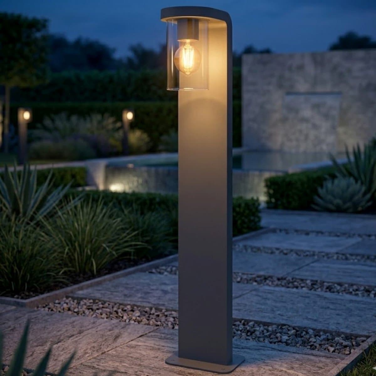 Lampioncino moderno Top Light LUGANO PA80 GA E27 LED IP54 alluminio vetro - 2