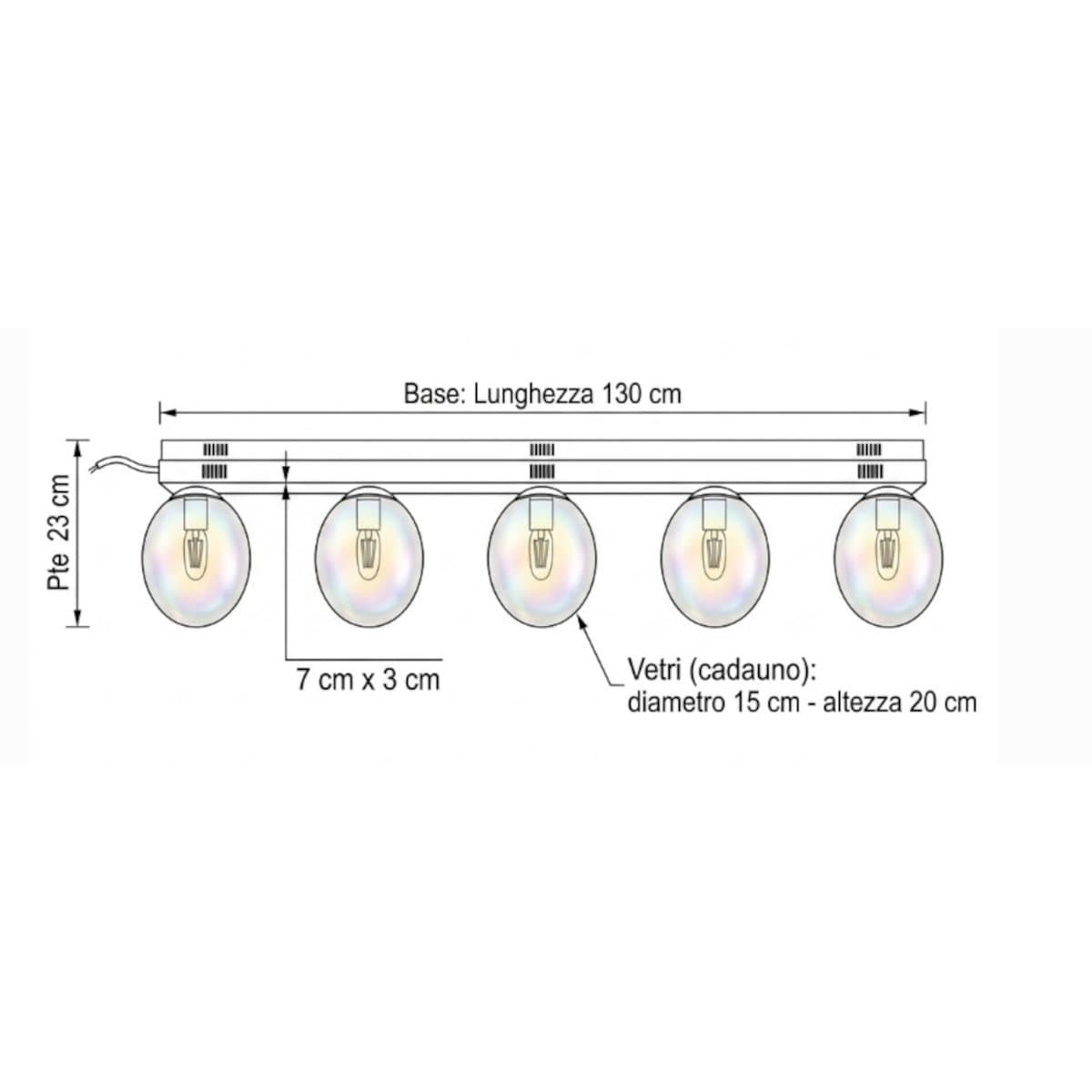 Plafoniera moderna Illuminando UVA G9 LED PL UVA 130+5xVE UVA  metallo vetro - 11
