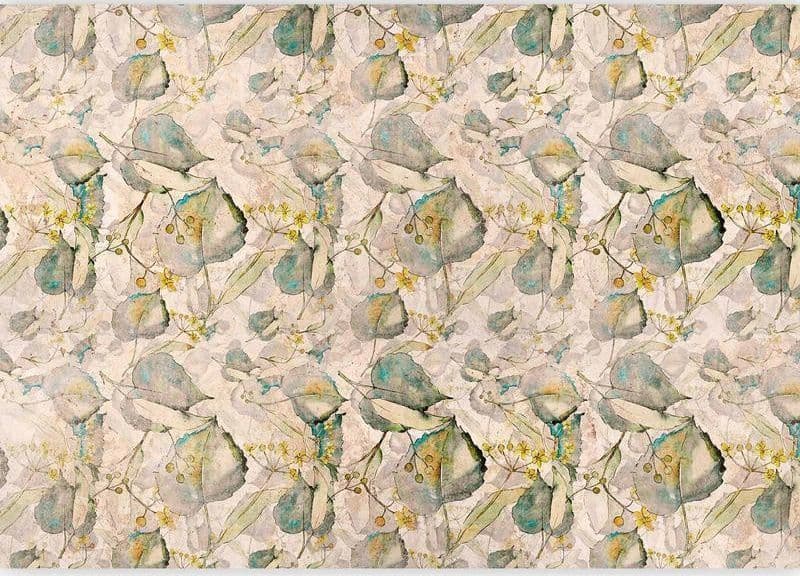 Carta da parati - Green and yellow autumn souvenirs - floral design with leaves - 4