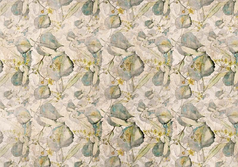 Carta da parati - Green and yellow autumn souvenirs - floral design with leaves - 6