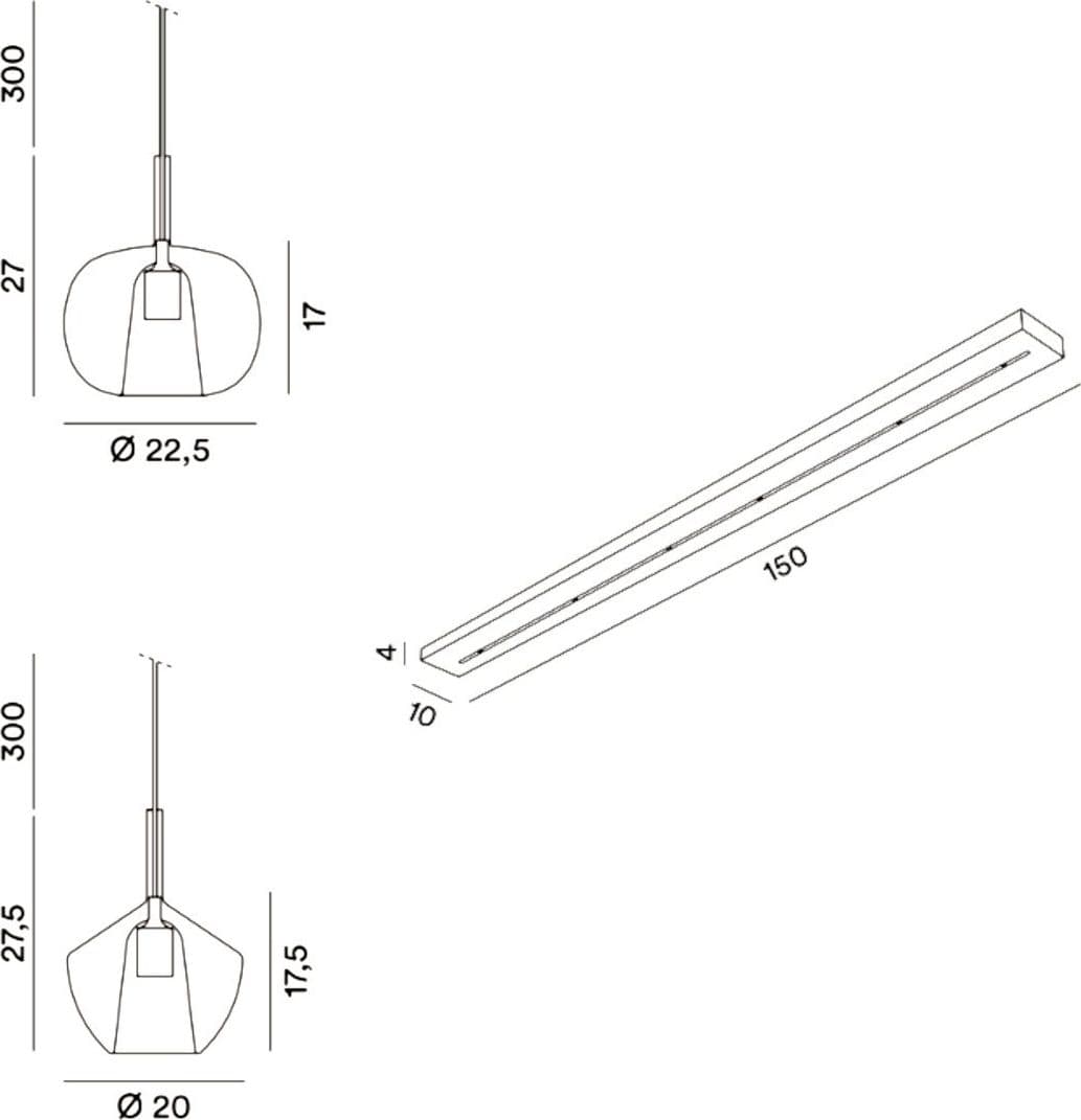Lampadario moderno Perenz illumina RAIN composizione E27 LED metallo vetro - 5