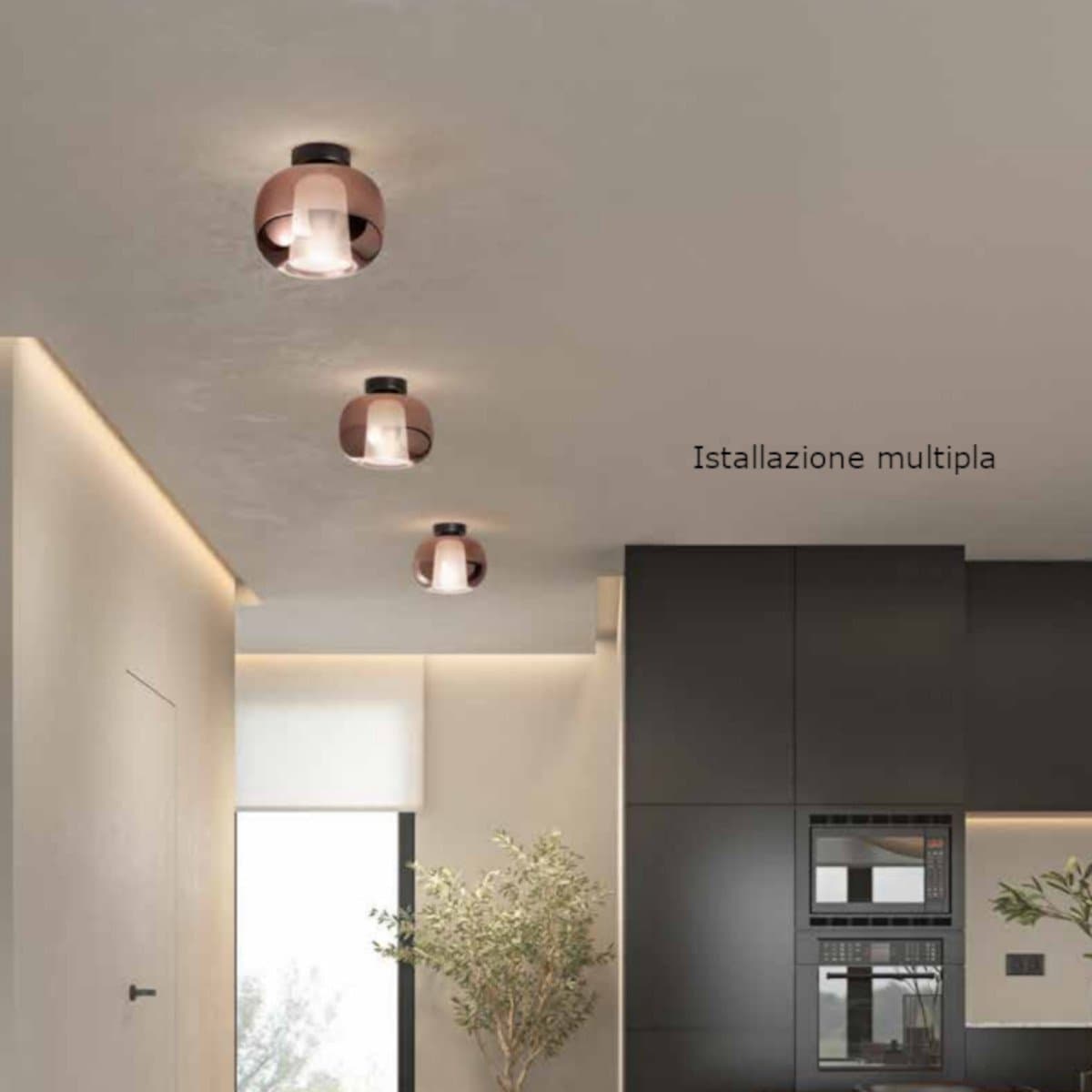Plafoniera classica Perenz illumina RAIN 8584+8588N E27 LED vetro metallo - 3