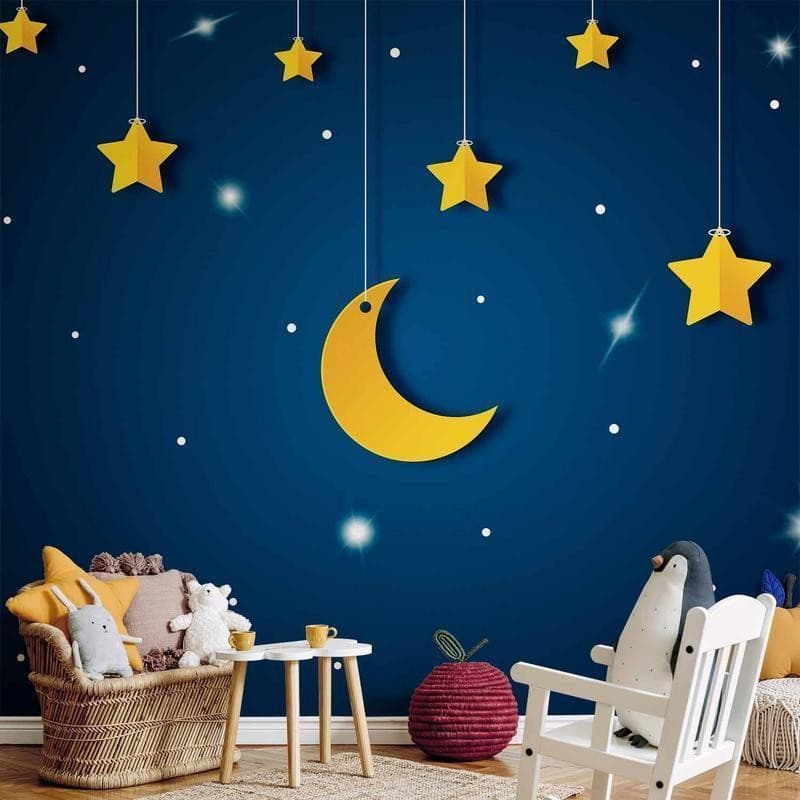 Carta da parati - Skyline - night sky landscape with stars and moon for children - 2
