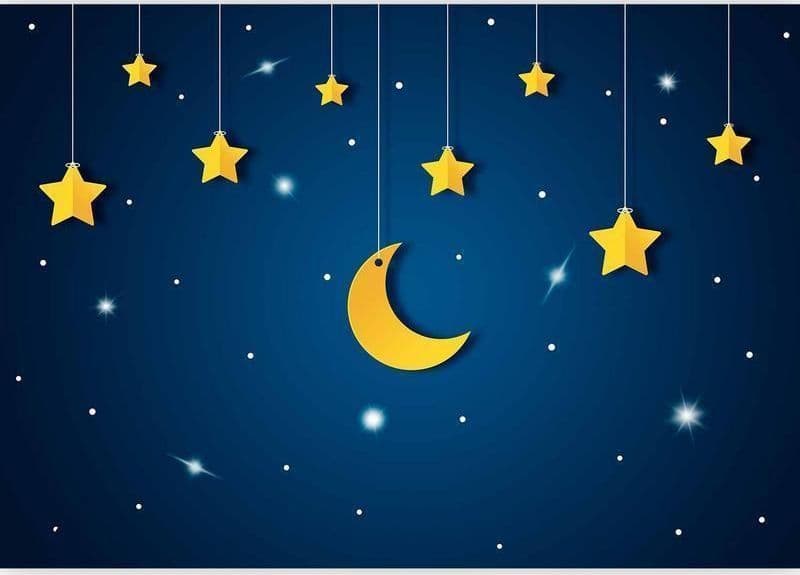 Carta da parati - Skyline - night sky landscape with stars and moon for children - 5