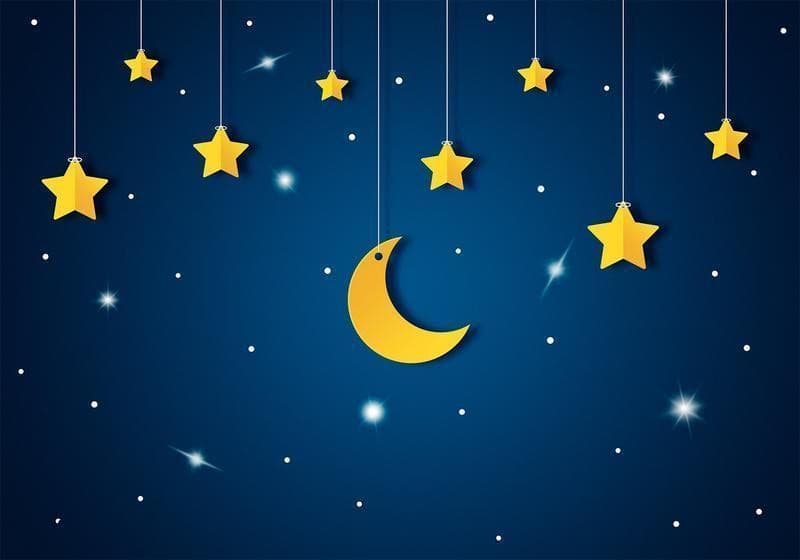 Carta da parati - Skyline - night sky landscape with stars and moon for children - 6