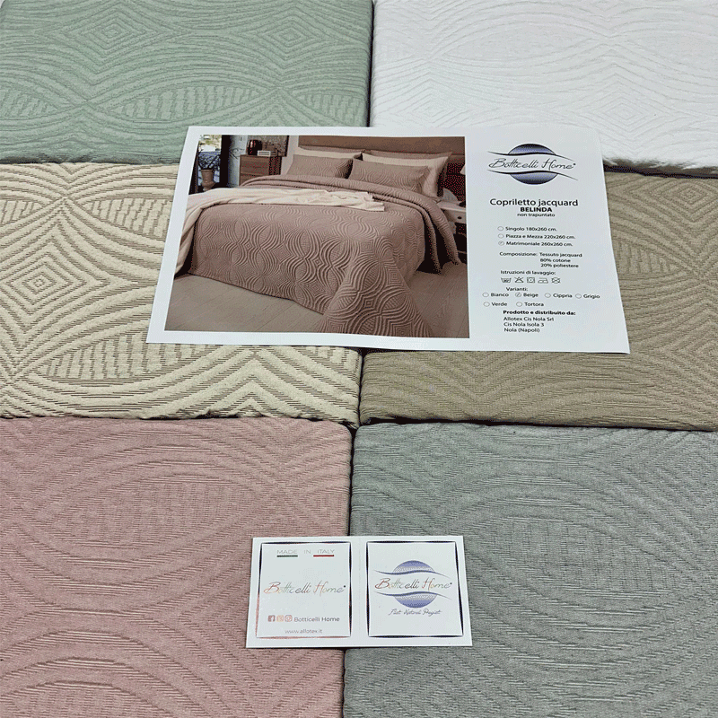 Copriletto matrimoniale Botticelli Home Belinda in cotone jacquard - 2