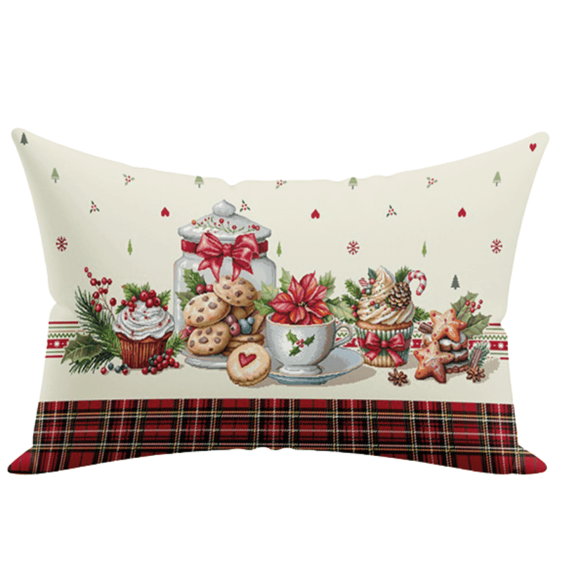 Cuscino natalizio rettangolare Vingi Ricami Tartan - 2