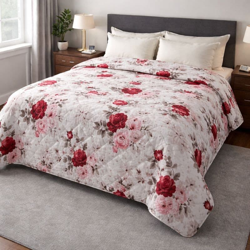 Trapuntino Matrimoniale Peonia in microfibra - 5