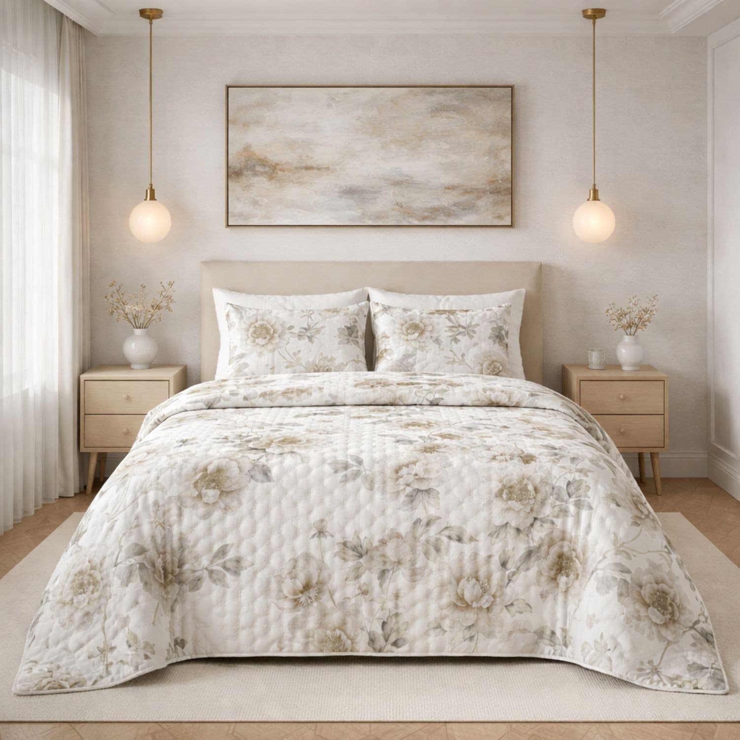 Copriletto Trapuntato Matrimoniale Rose Botticelli Home