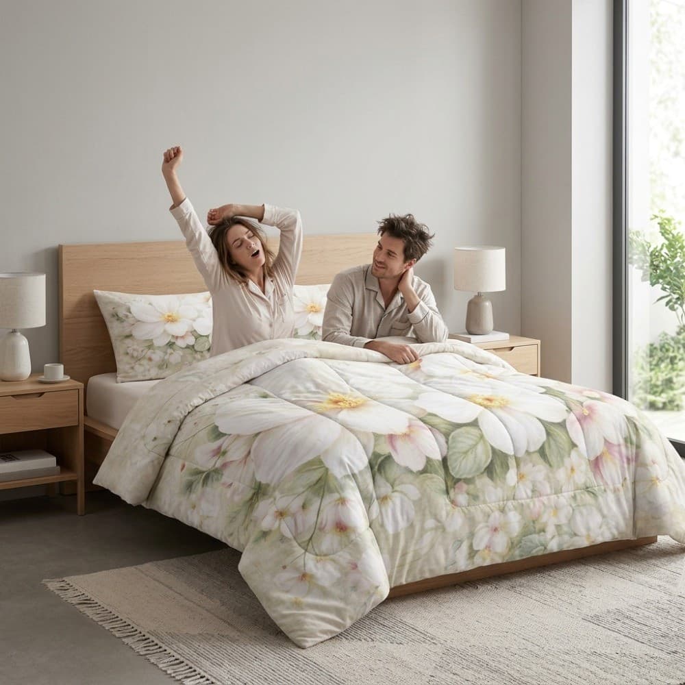Lenzuola Copriletto Matrimoniale in cotone Fiori Vintage Botticelli Home - 2