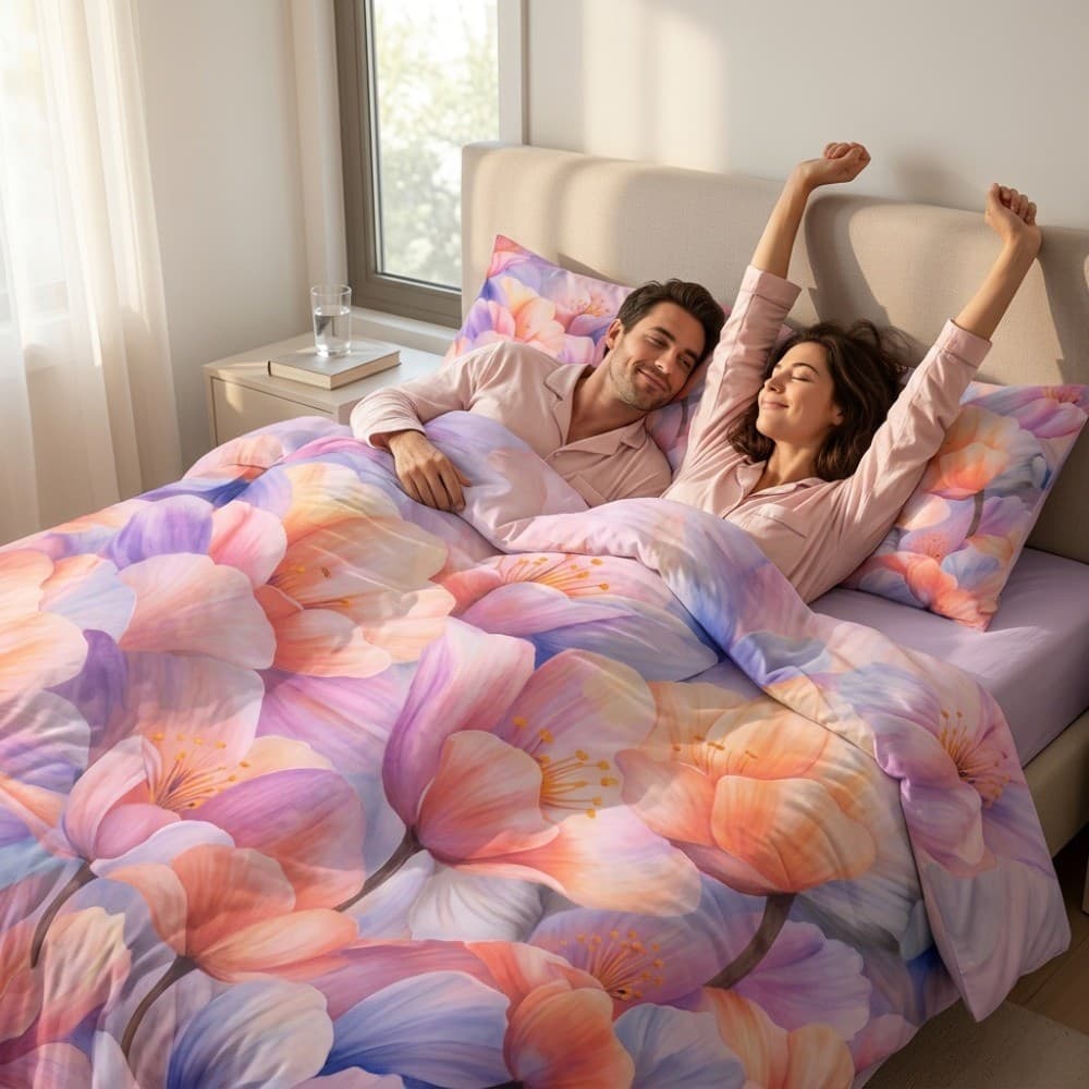 Lenzuola Copriletto Matrimoniale in cotone Papaveri Multicolor Botticelli Home - 2