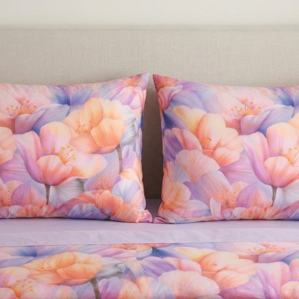 Lenzuola Copriletto Matrimoniale in cotone Papaveri Multicolor Botticelli Home - 8
