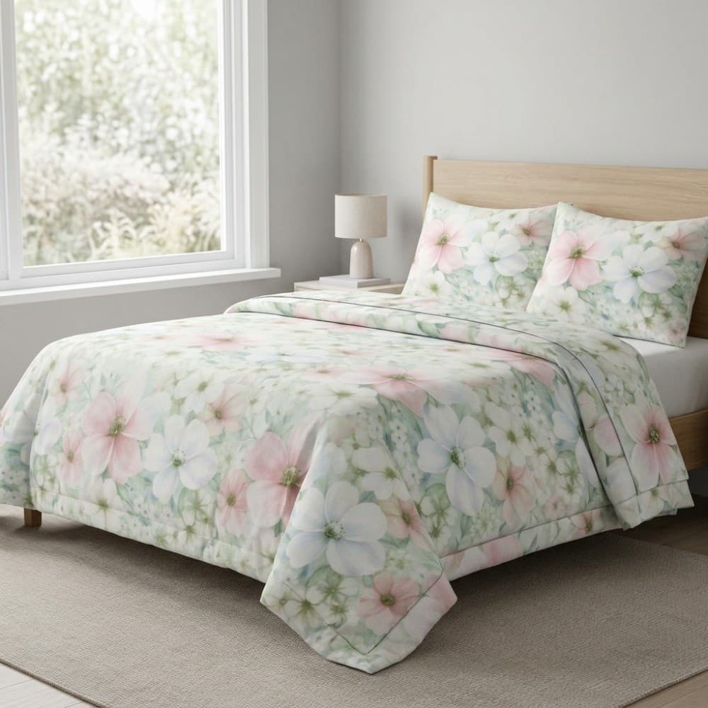Lenzuola Copriletto Matrimoniale in cotone Fiori colorati Botticelli Home - 3