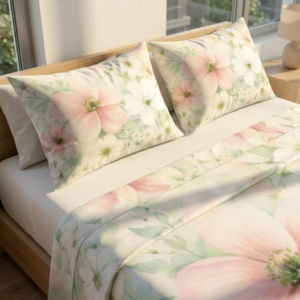 Lenzuola Copriletto Matrimoniale in cotone Fiori colorati Botticelli Home - 5