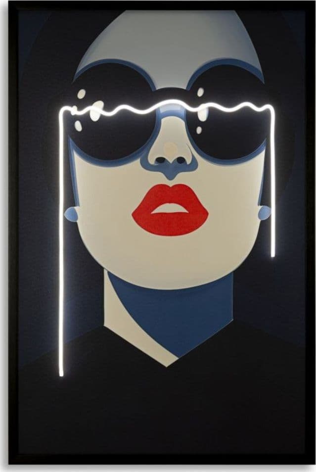 Quadro con Led su tela con cornice Azzurra - 2