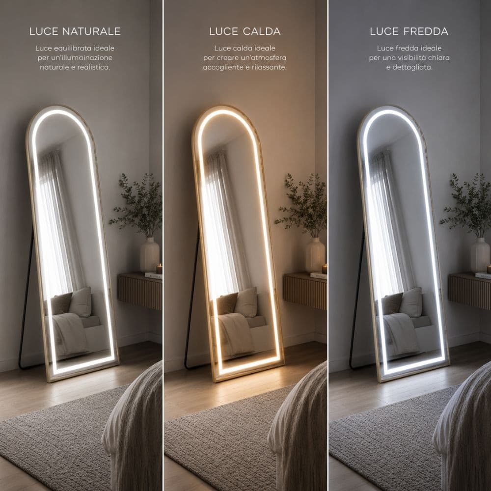 Specchio da terra Led con accensione touch Arco - 4