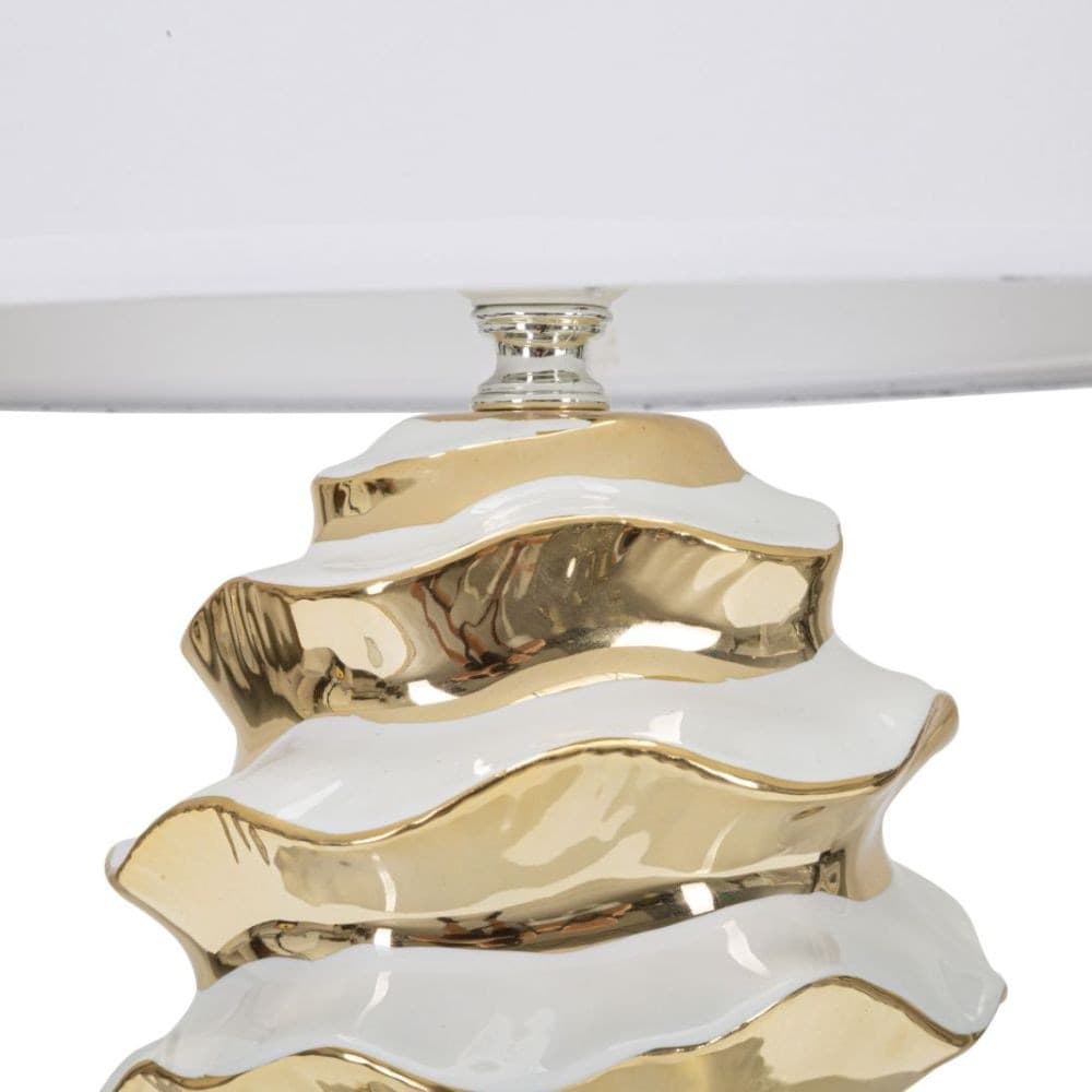 Lampada da Tavolo in ceramica bianca e oro Elettra - 2