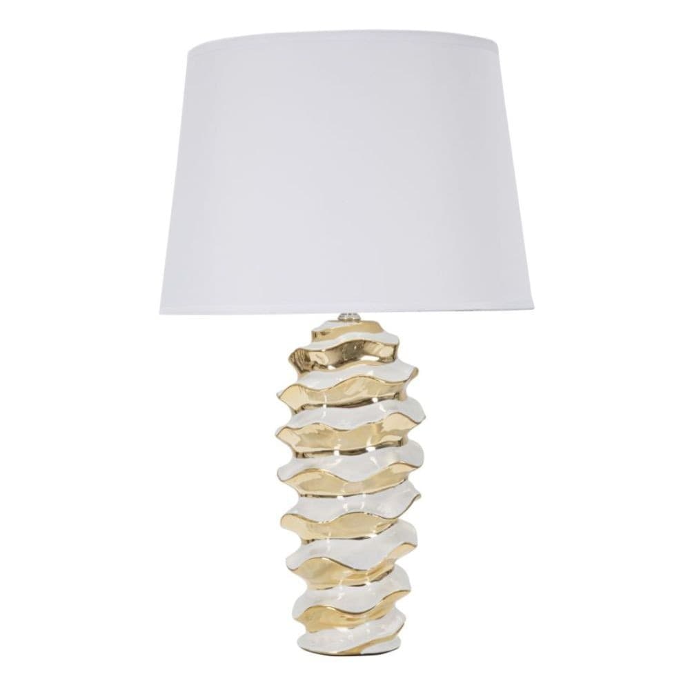 Lampada da Tavolo in ceramica bianca e oro Elettra - 3