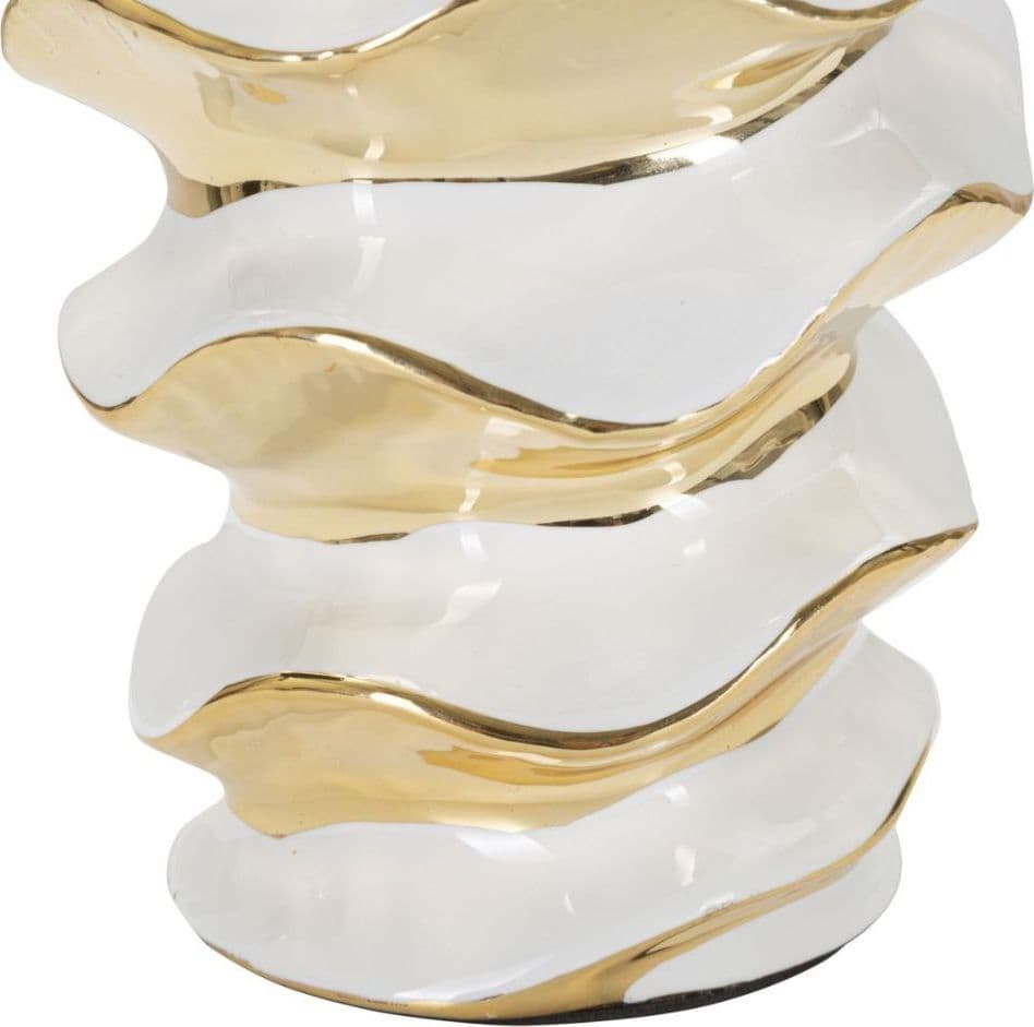 Lampada da Tavolo in ceramica bianca e oro Elettra - 4