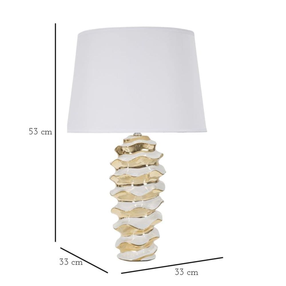 Lampada da Tavolo in ceramica bianca e oro Elettra - 6