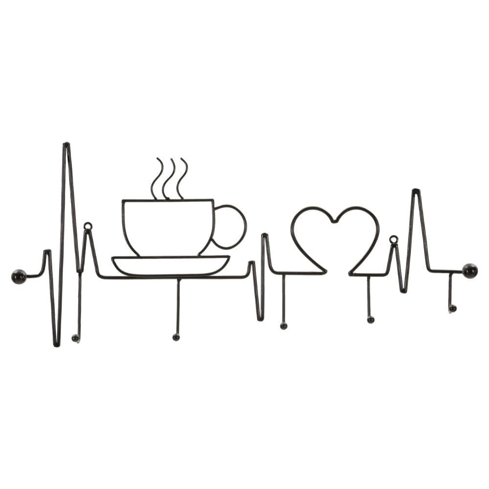 Appendiabiti da parete Metallo nero Caffè col cuore - 2