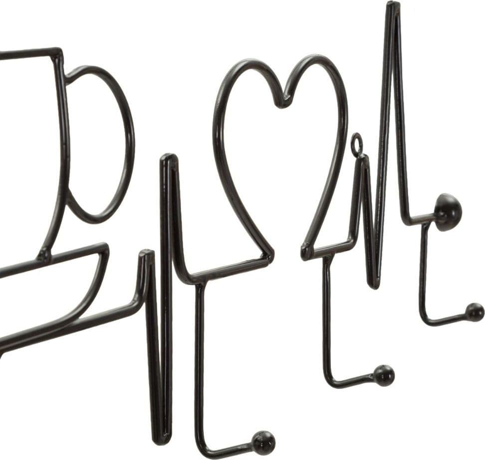 Appendiabiti da parete Metallo nero Caffè col cuore - 3